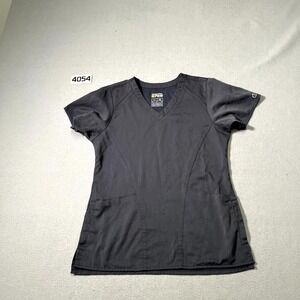 Wonderwink Pro Scrub Top Womens XS Charcoal Gray V Neck Short Sleeve Medical